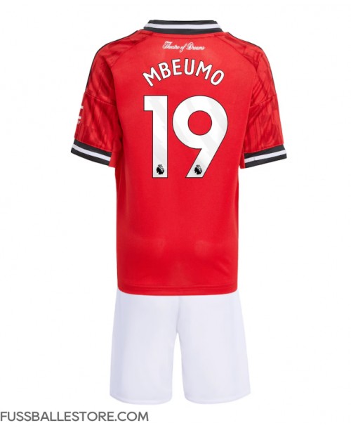 Günstige Manchester United Bryan Mbeumo #19 Heimtrikotsatz Kinder 2025-26 Kurzarm (+ Kurze Hosen)